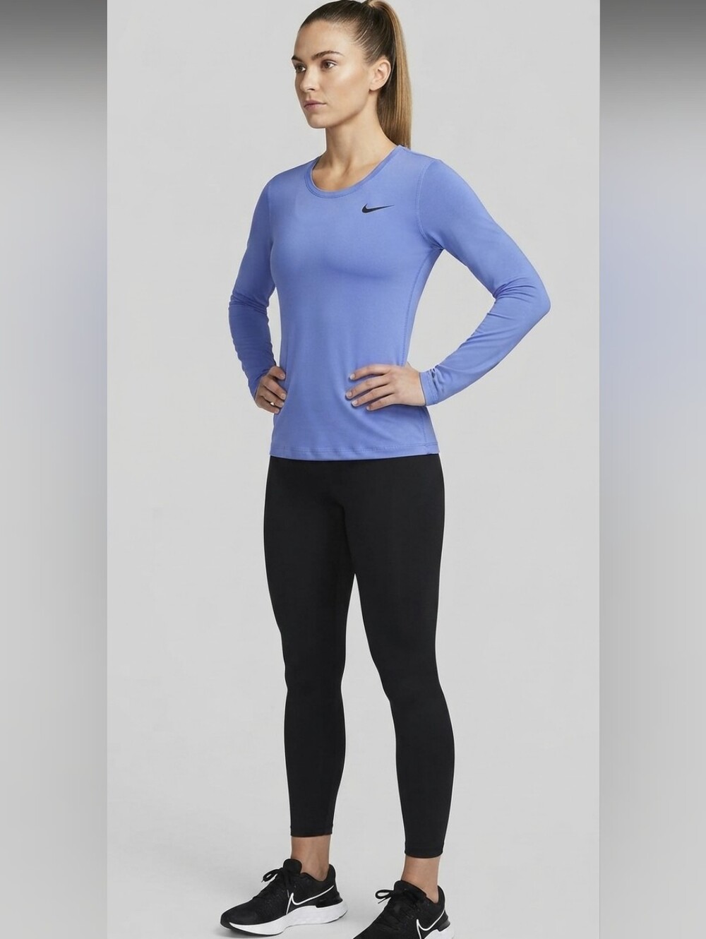 Nike Pro Dri-FIT Women’s Long Sleeve Shirt Blue Purple Size S
